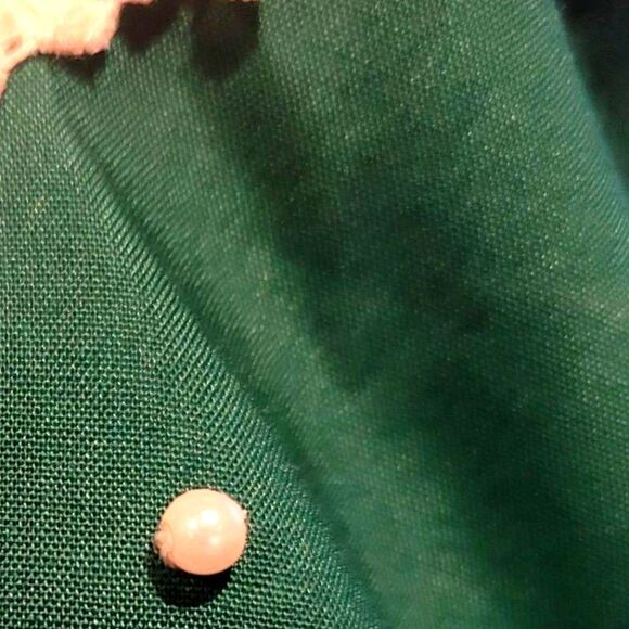 Vintage 80s vtg HANDMADE Little Girls Christmas Dress Bow Tartan Green Red sz 7 - Picture 7 of 13